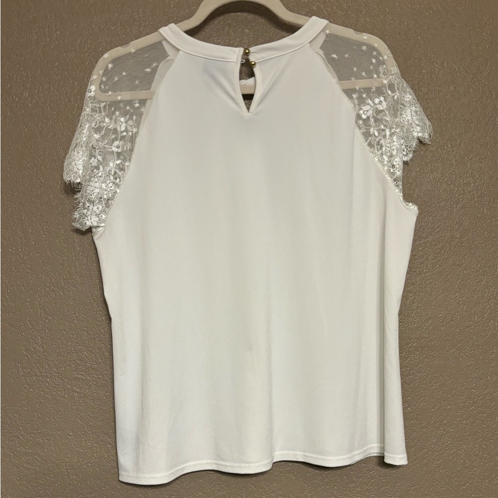 Worthington Keyhole Lace Sleeve Blouse EUC Size Petite XXL - Picture 7 of 8